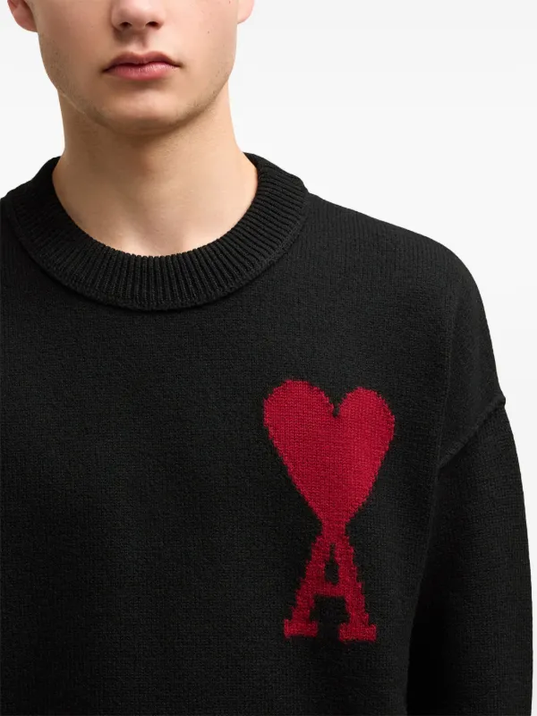 最新情報 | セーター インターシャニット Paris AMI ブラック JP FARFETCH | トップス