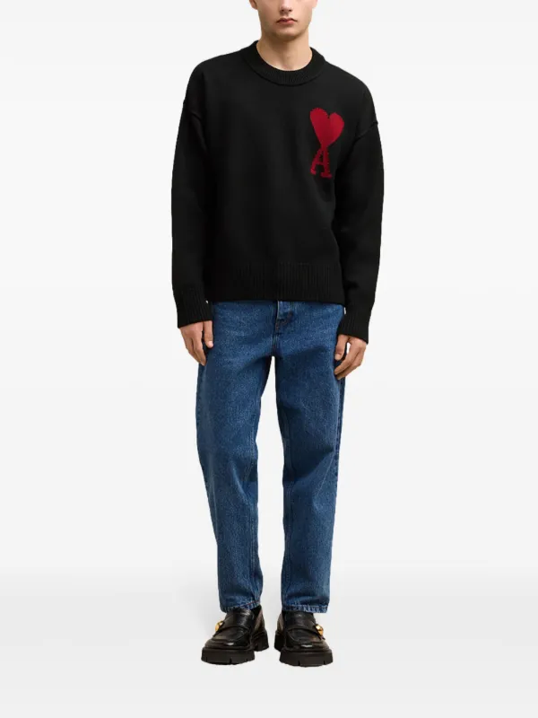 AMI Paris インターシャニット セーター | ブラック | FARFETCH JP
