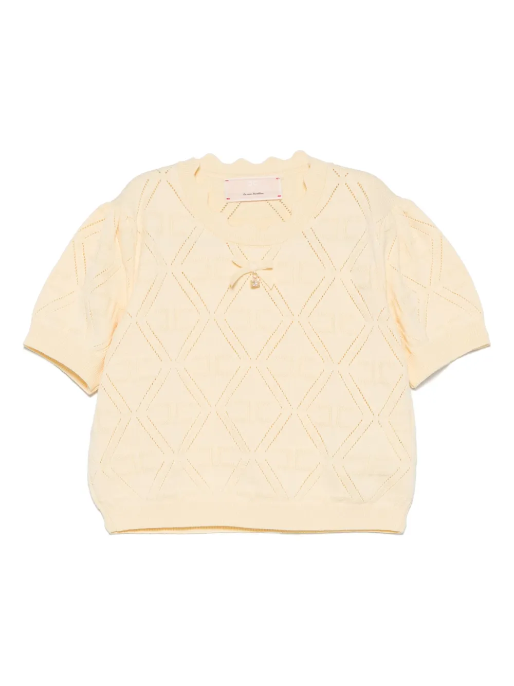 Elisabetta Franchi La Mia Bambina Top met logopatroon Geel