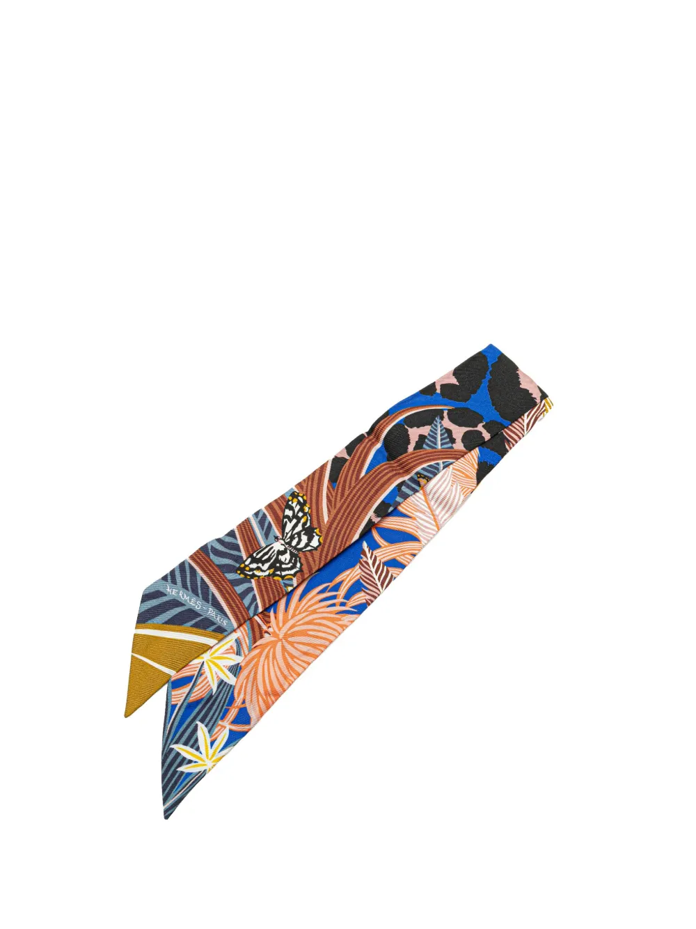 Hermès Pre-Owned 2000-2024 Jaguar Quetzal シルク ツイリー スカーフ - ブルー Hermès Pre-Owned 2000-2024 Jaguar Quetzal シルク ツイリー スカーフ - ブルー