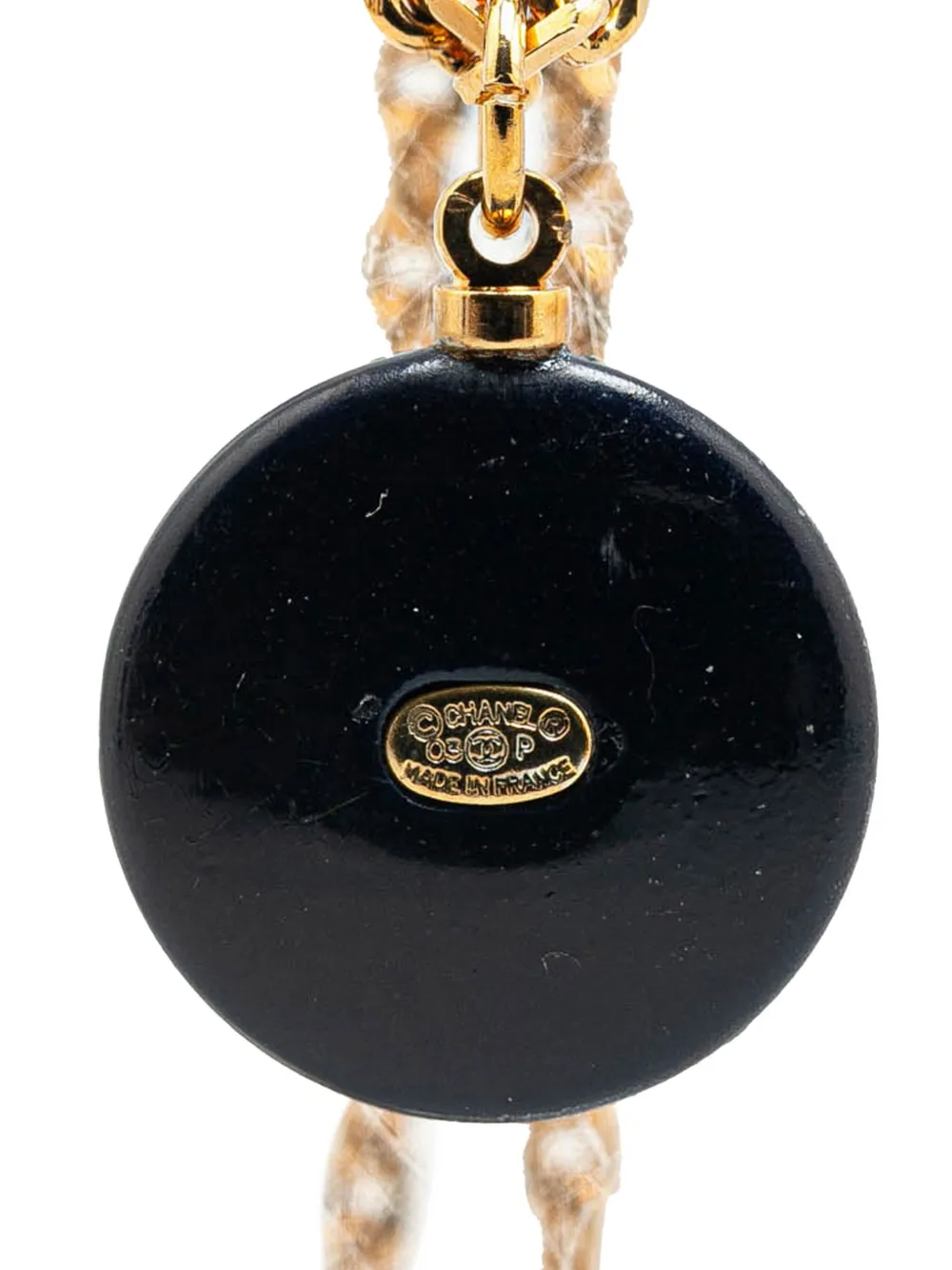 CHANEL Pre-Owned 2003 Gold Plated CC Resin and Faux Pearl Pendant Necklace costume necklace | Image 2