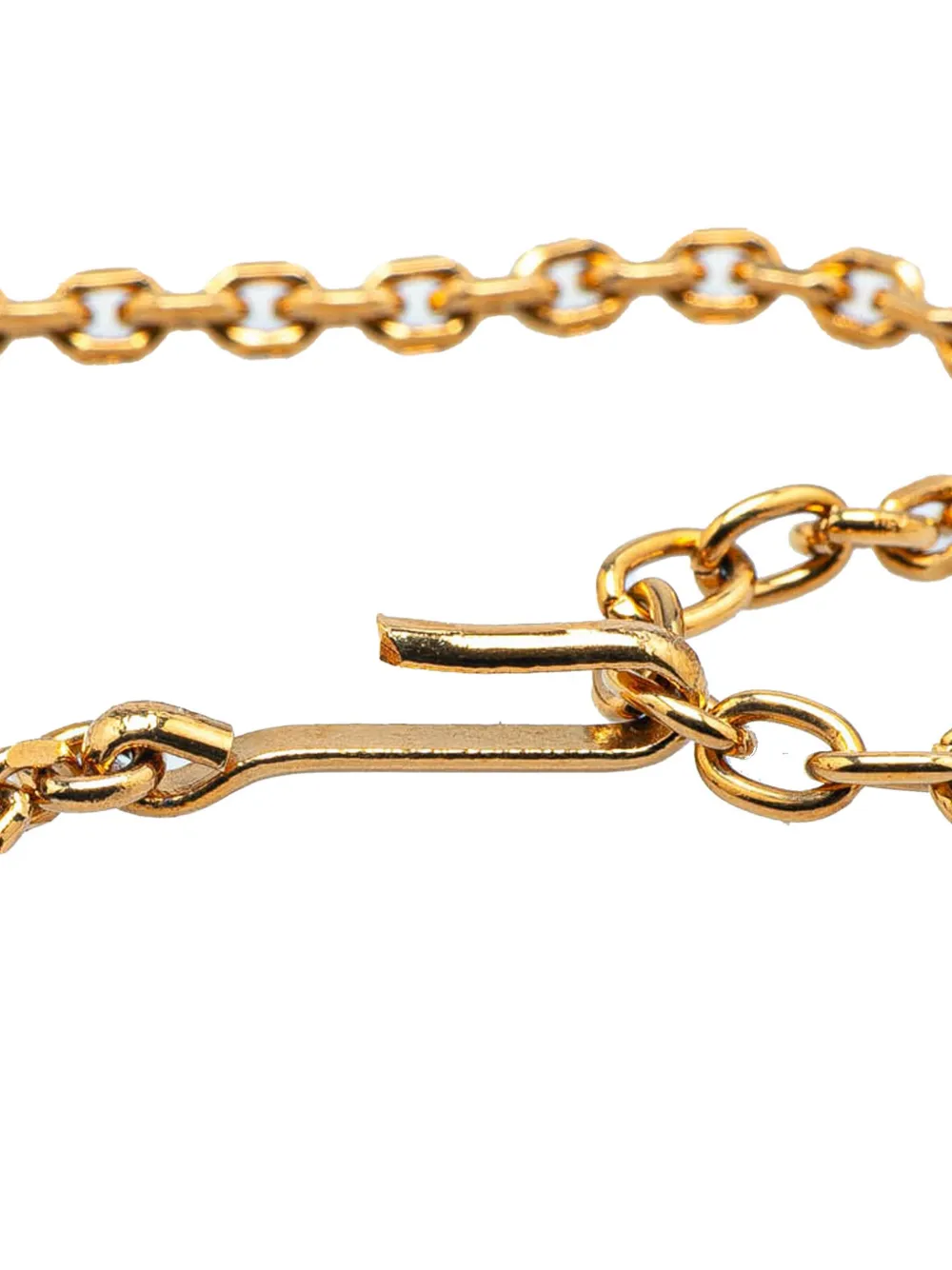 Pre-owned Chanel 2003 Gold Plated Cc Resin And Faux Pearl Pendant Necklace Costume Necklace