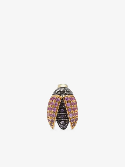 Bibi van der Velden 18CT yellow gold Mini Scarab diamond and sapphire earrings