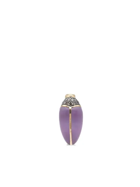 Bibi van der Velden aretes Mini Scarab en oro amarillo de 18kt con diamantes y amatista