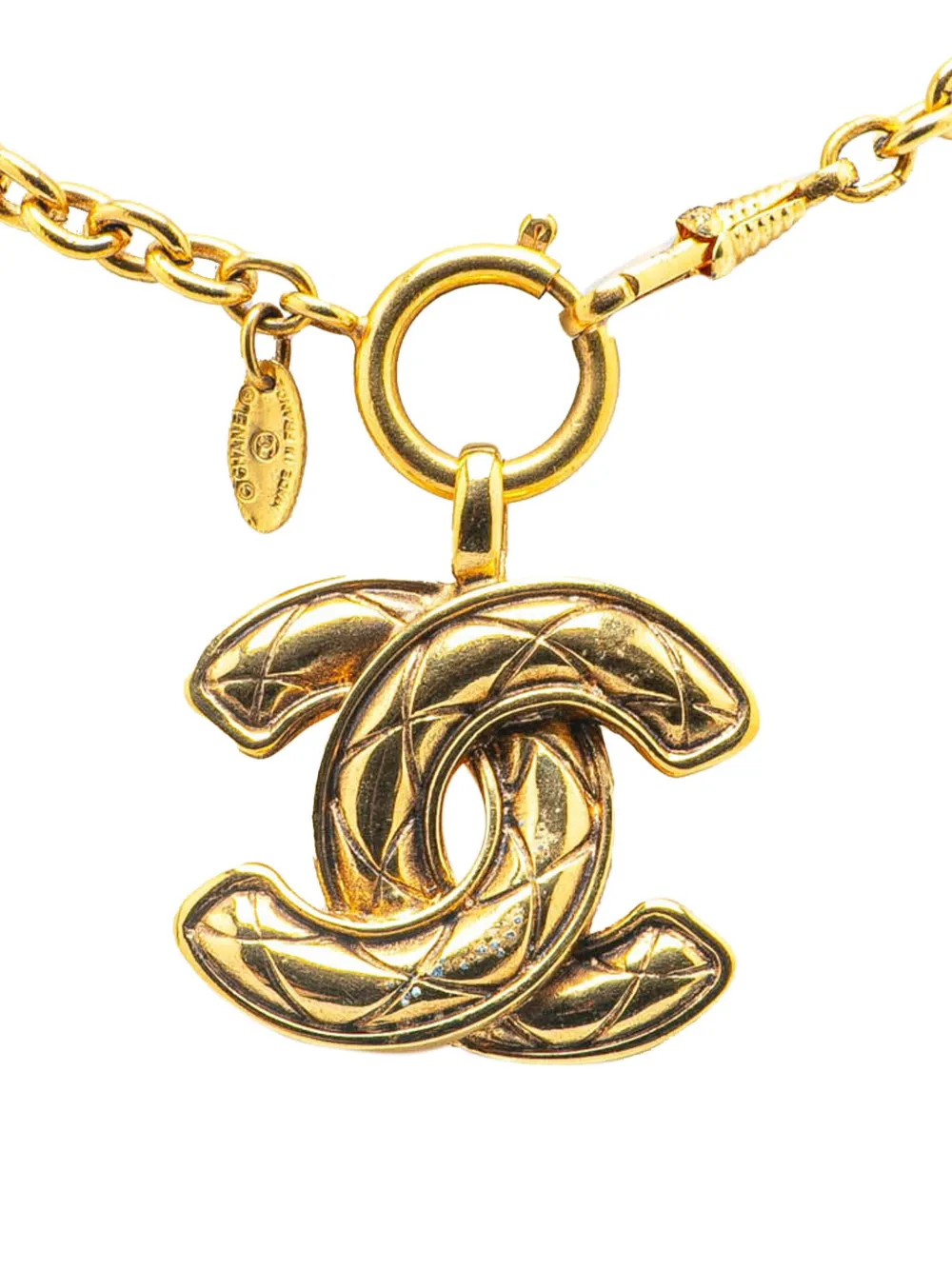 CHANEL Pre-Owned قلادة مبطنة ومطلية بالذهب بدلاية CC ‏1970-1980 | ذهبي | Image 1