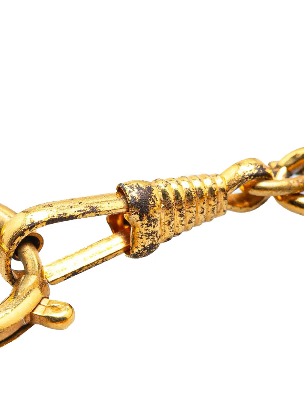 Pre-owned Chanel 1970-1980 Gold Plated Quilted Cc Pendant Necklace Costume Necklace