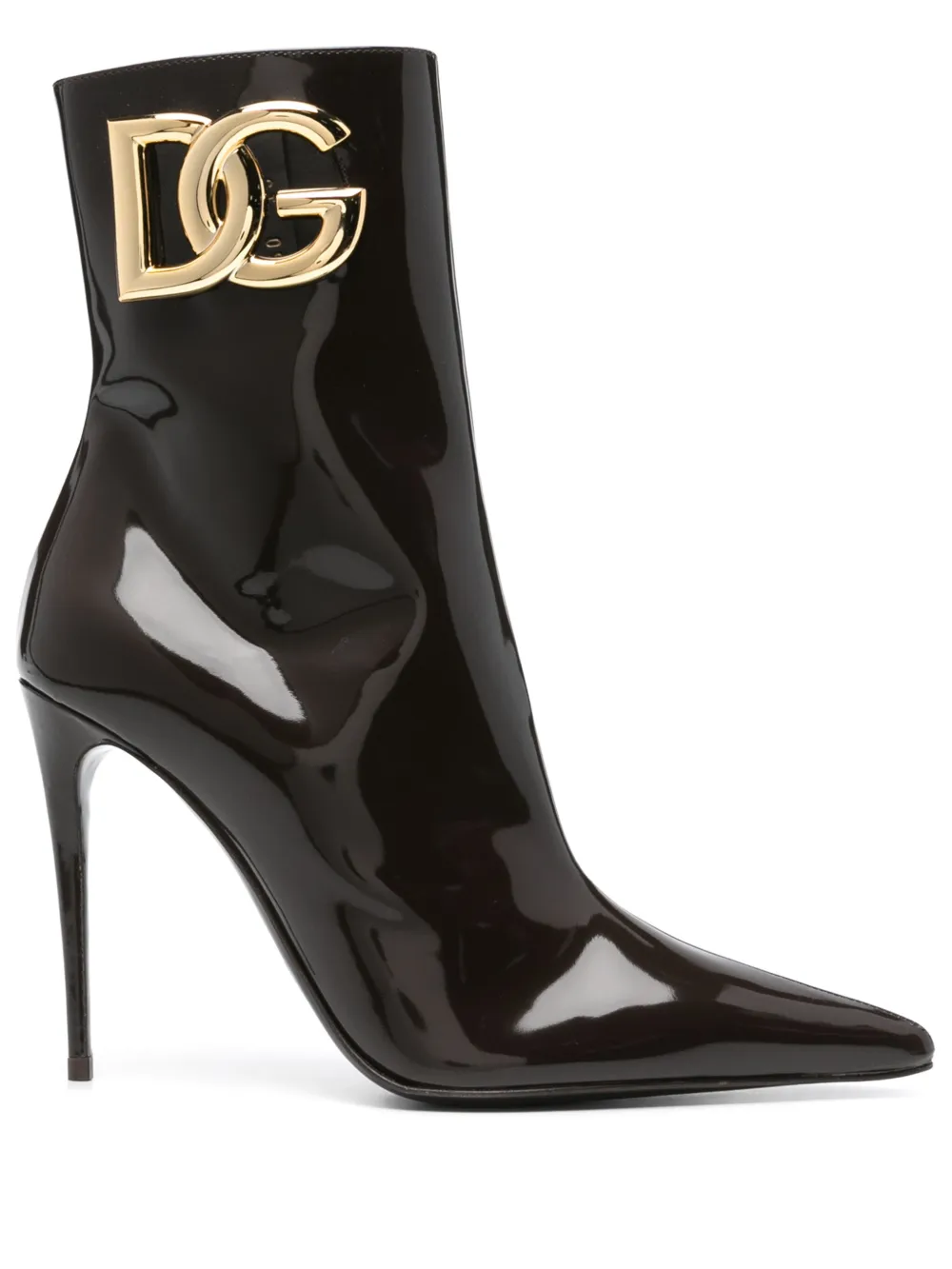 Pre-owned Dolce & Gabbana 100mm Patent-leather Ankle Boots In Brown