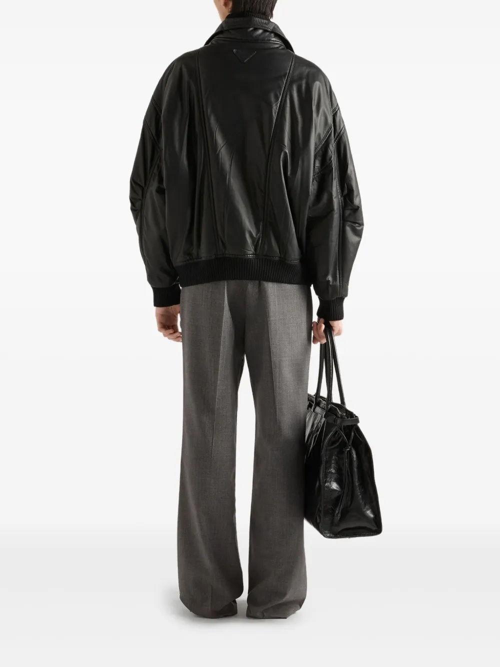 Prada Leren bomberjack Zwart