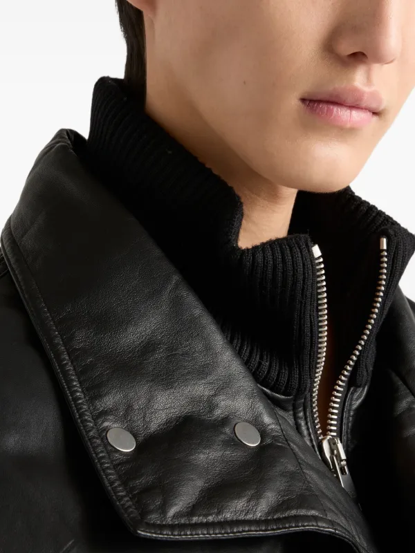 レザージャケット・コート PRADA 58A163_14IT NAPPA LEATHER BOMBER JACKET Prada Nappa Leather Bomber Jacket | Black | FARFETCH