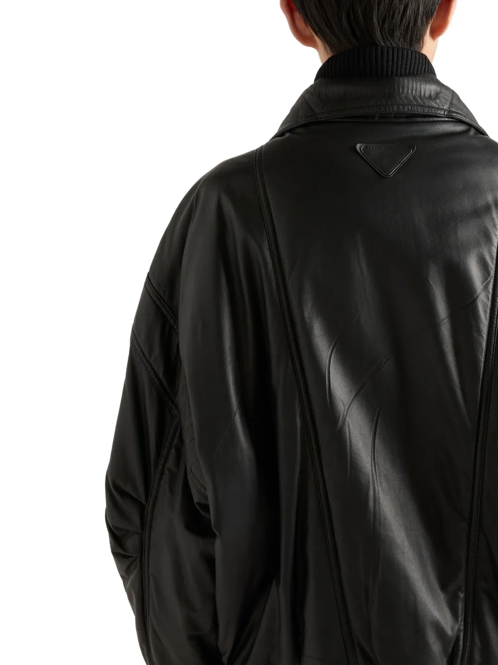 Prada Leren bomberjack Zwart