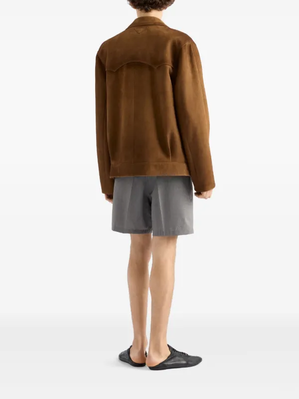 Prada スエード ジャケット | ブラウン | FARFETCH JP