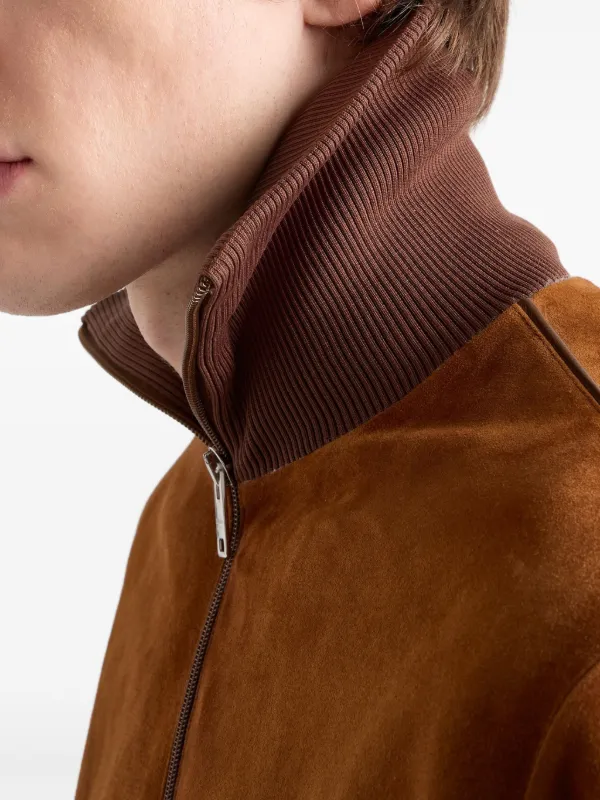 Prada スエード ジャケット | ブラウン | FARFETCH JP