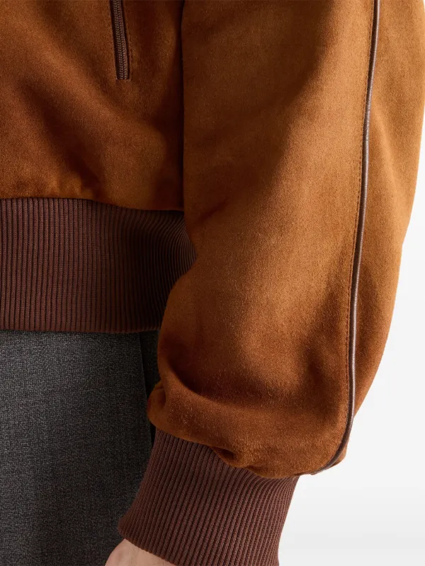 Prada Suede Jacket | Brown | FARFETCH RO