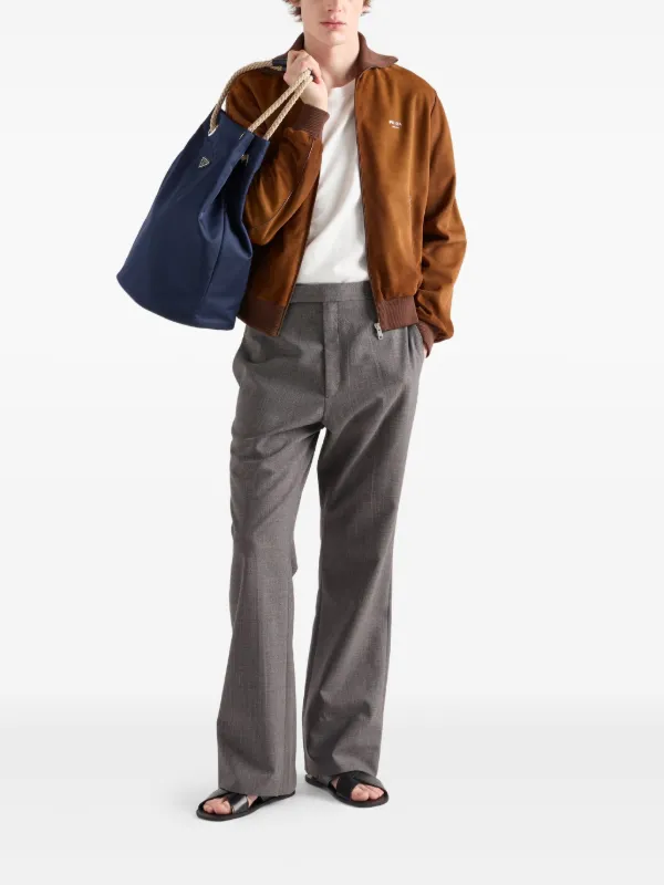 Prada スエード ジャケット | ブラウン | FARFETCH JP