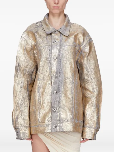 Rick Owens DRKSHDW metallic cracked-effect jacket