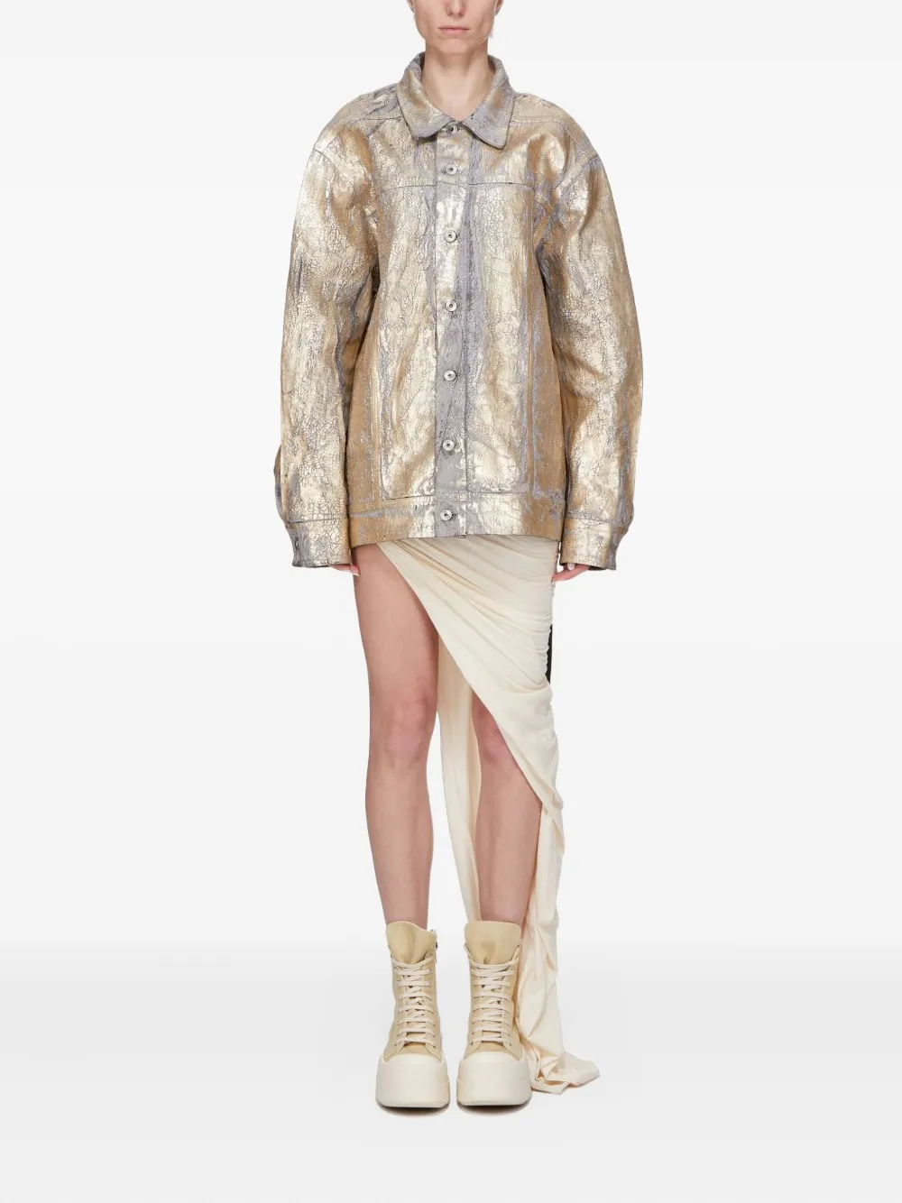 Rick Owens DRKSHDW metallic cracked-effect jacket | Oversized Jackets | Image 2