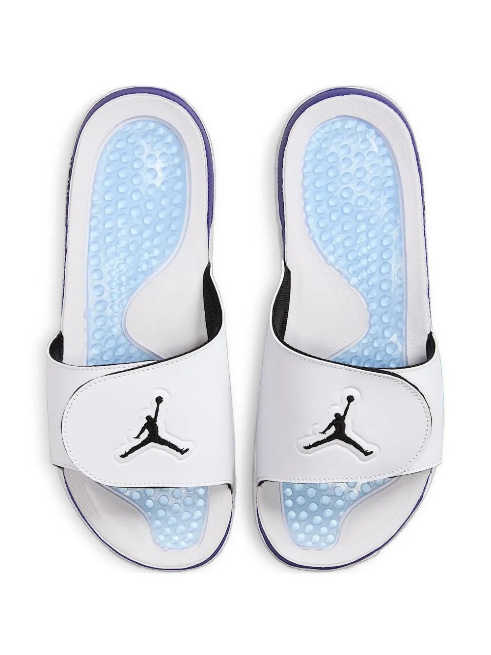 Jordan Hydro 5 Retro "White New Emerald Grape Ice Black" slides