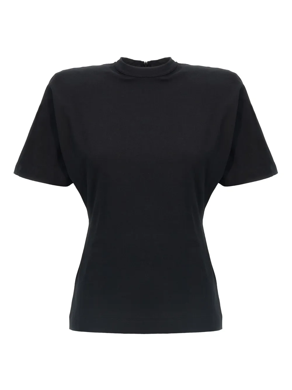 high-neck short-sleeve top