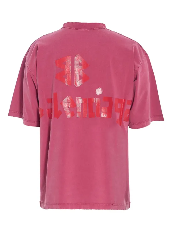 BALENCIAGA Tape Type 半袖 Tシャツ コットン ピンク 関税送料込 BALENCIAGA Tape Type 半袖 Tシャツ コットン ピンク 関税送料込