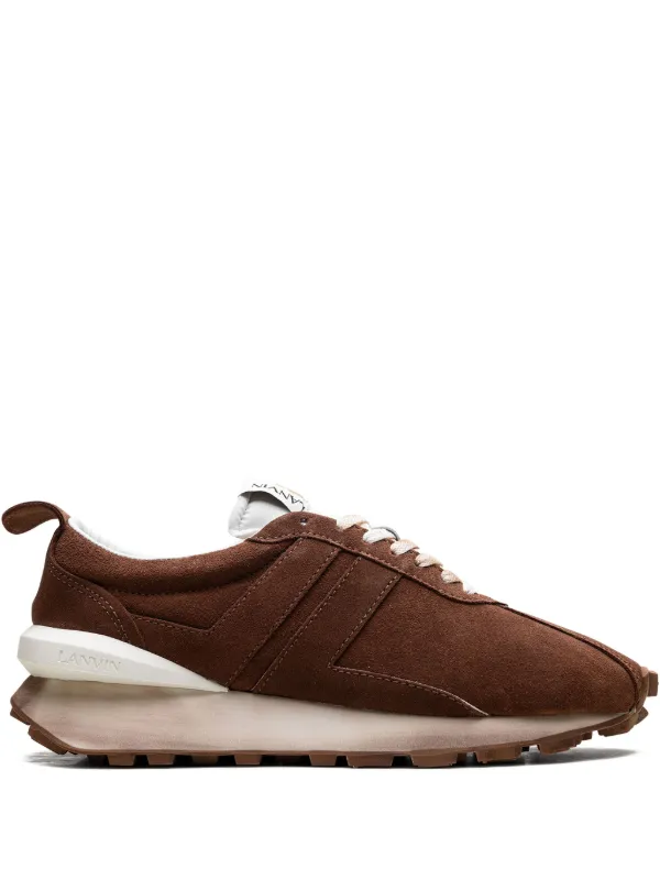 スニーカー LANVIN Men Sneakers SKDK12 TOPS641 Brown LANVIN Brown Low Top Cracked Patent Sneakers Leather Rubber