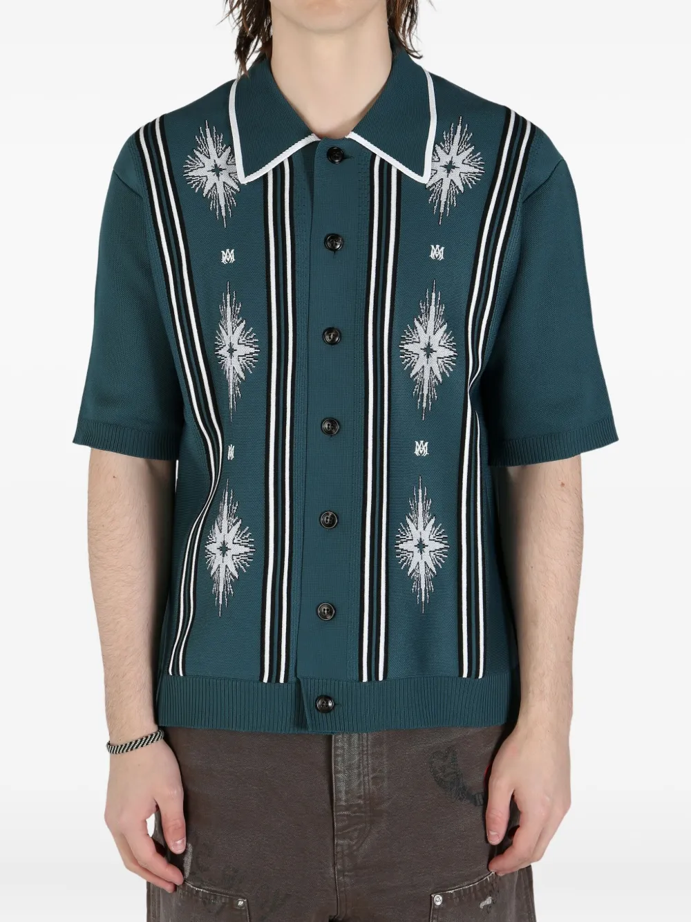 AMIRI intarsia-knit shirt - Blauw