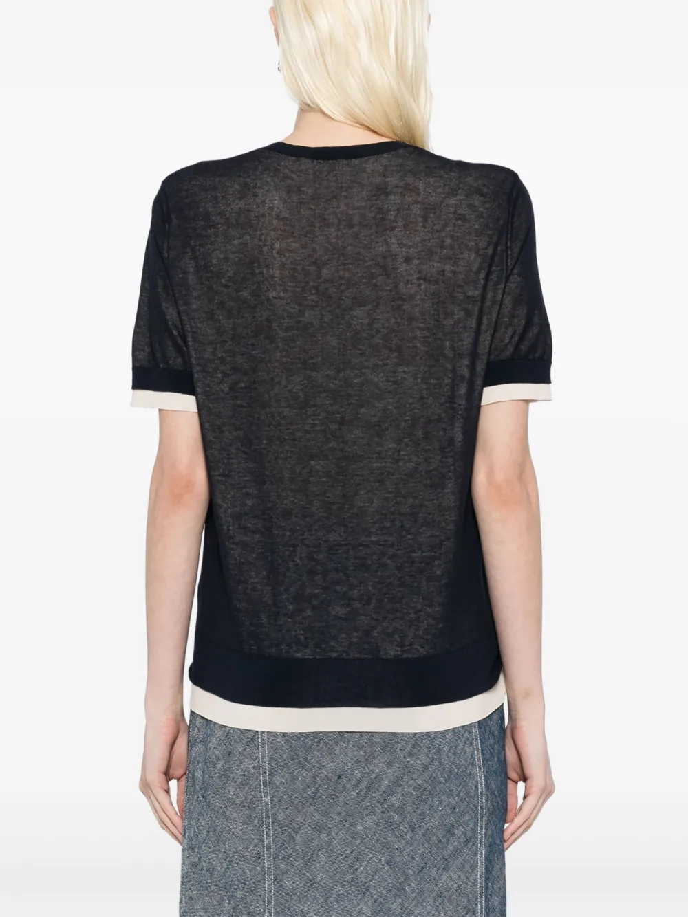 LESS SPLICED SHORT SLEEVED KNITTED T-SHIRT