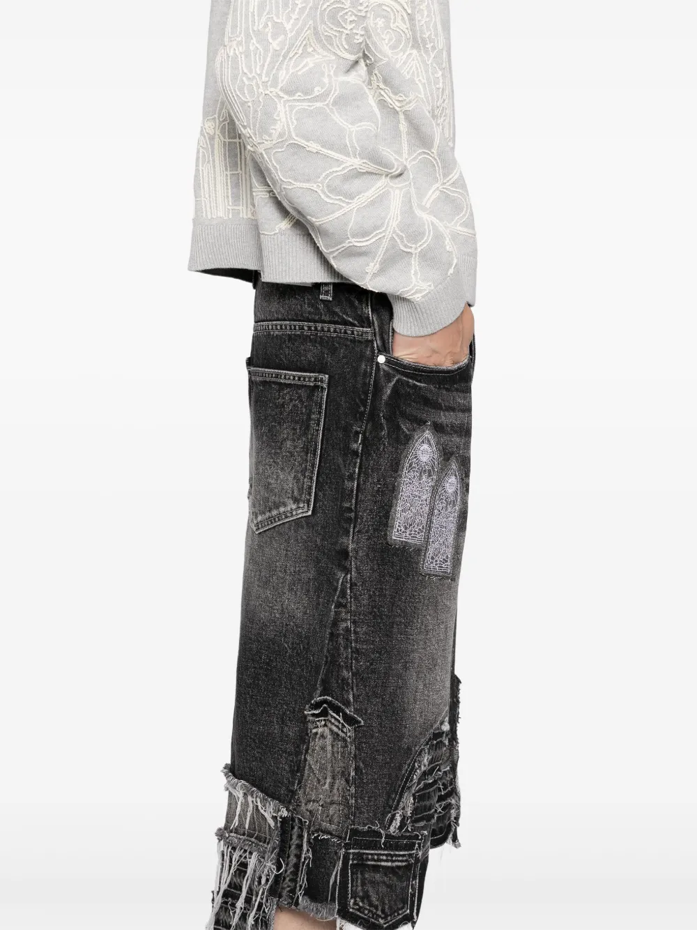 Who Decides War Denim shorts met patches Grijs