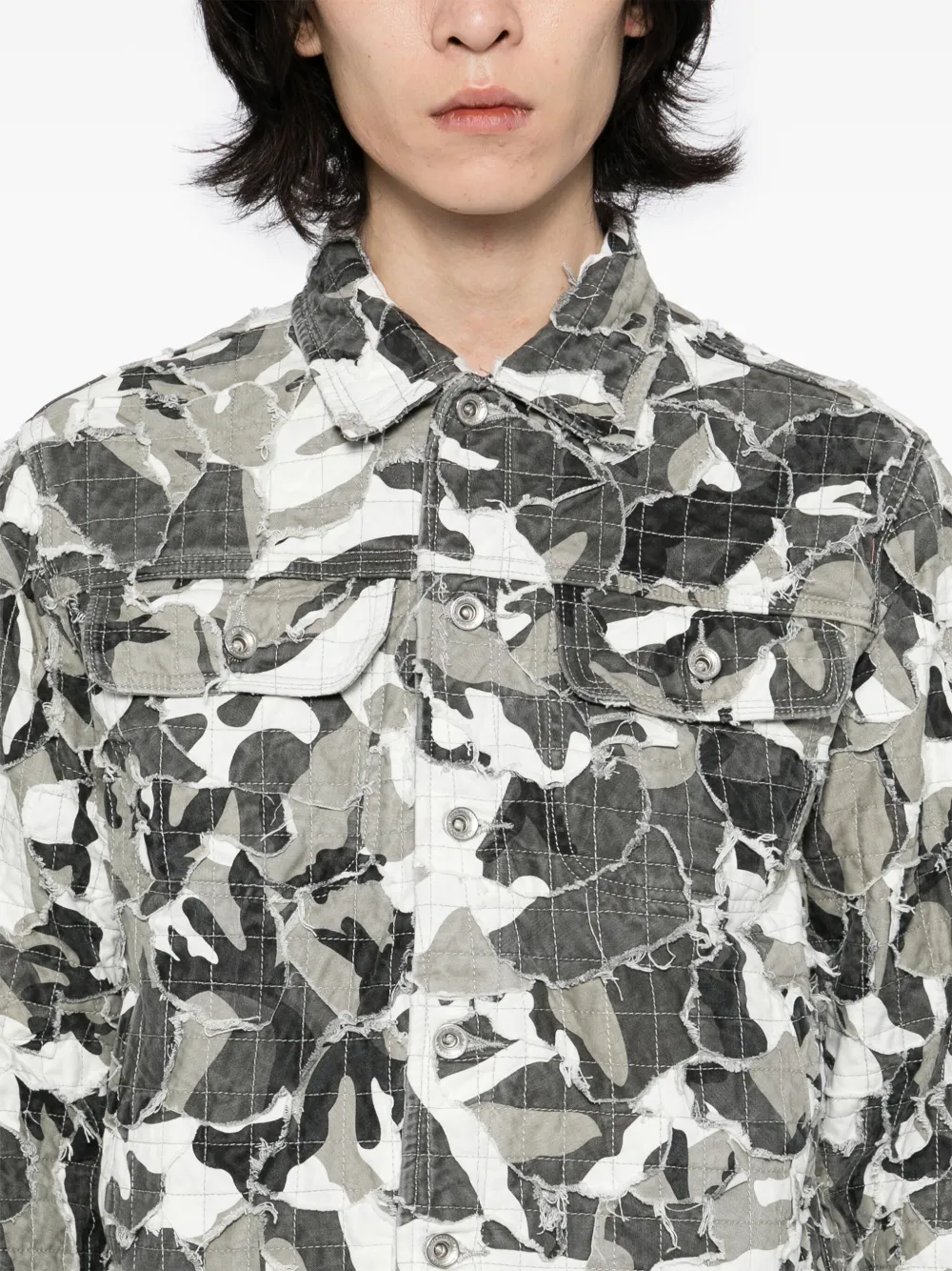 Who Decides War Camo Trucker jack Grijs