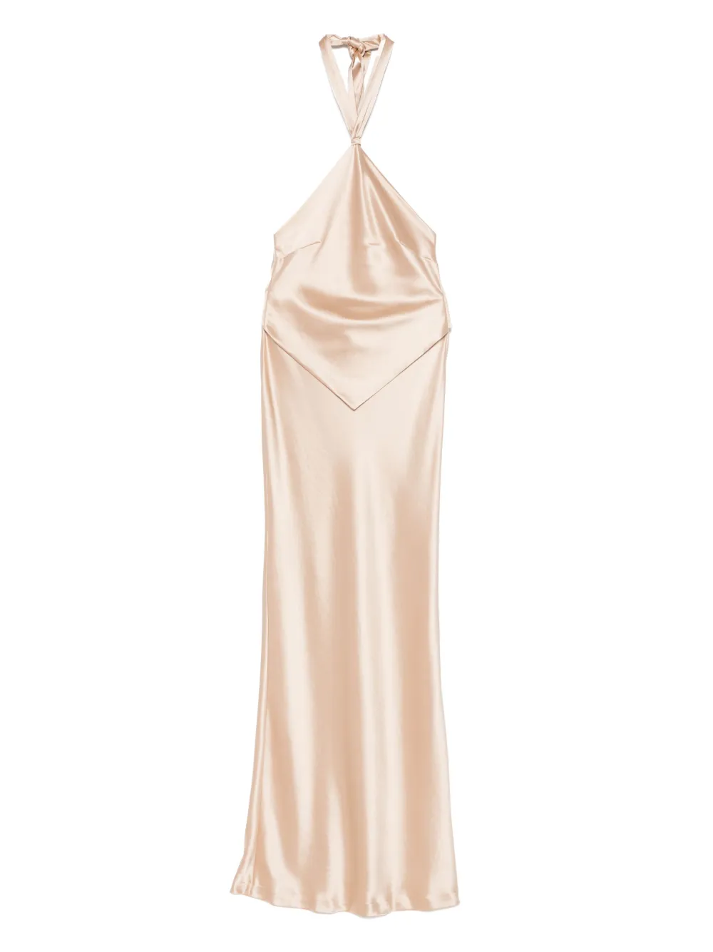 Retrofete Satijnen maxi-jurk Beige