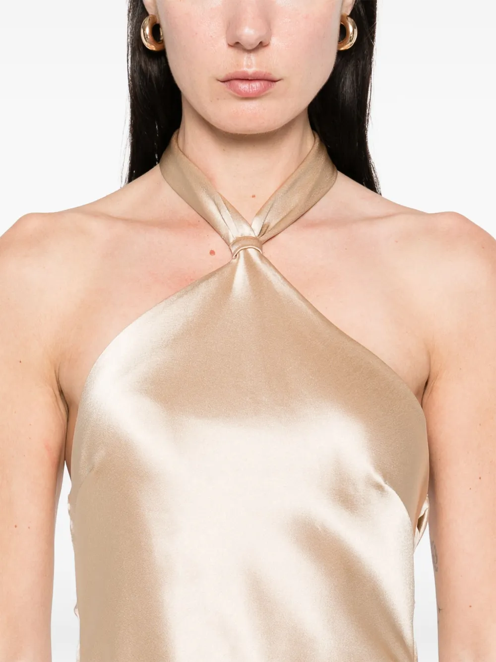 Retrofete Satijnen maxi-jurk Beige