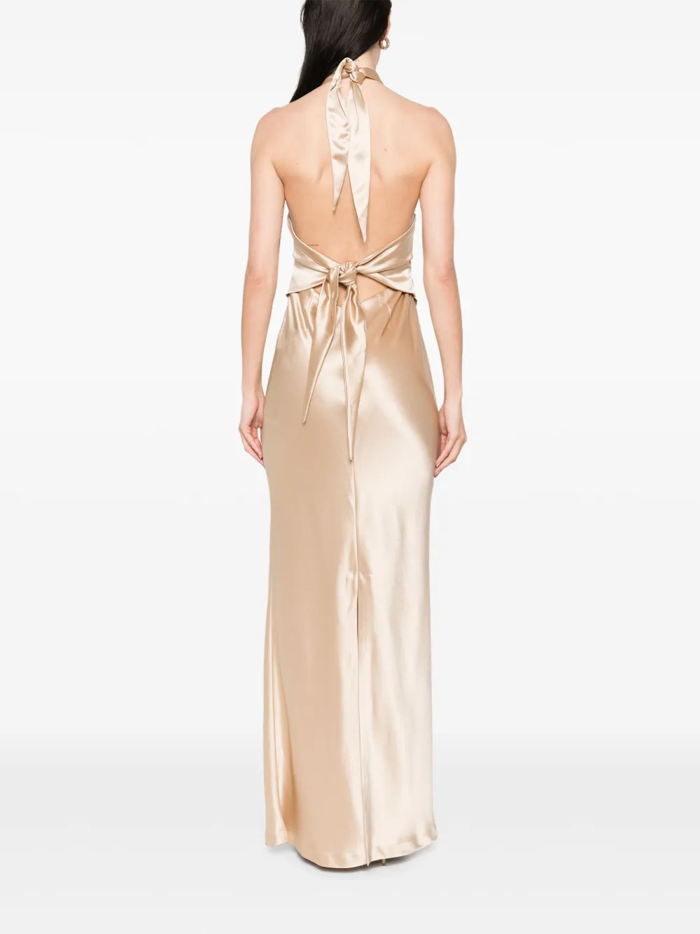 Retrofete Satijnen maxi-jurk Beige