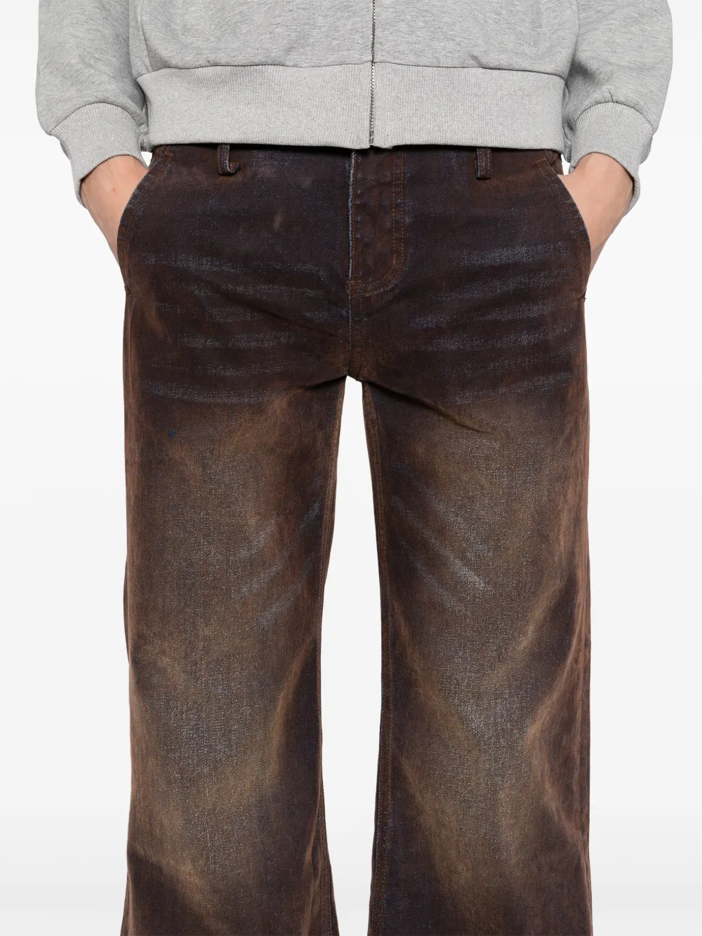 Ground Zero Katoenen flared broek Bruin