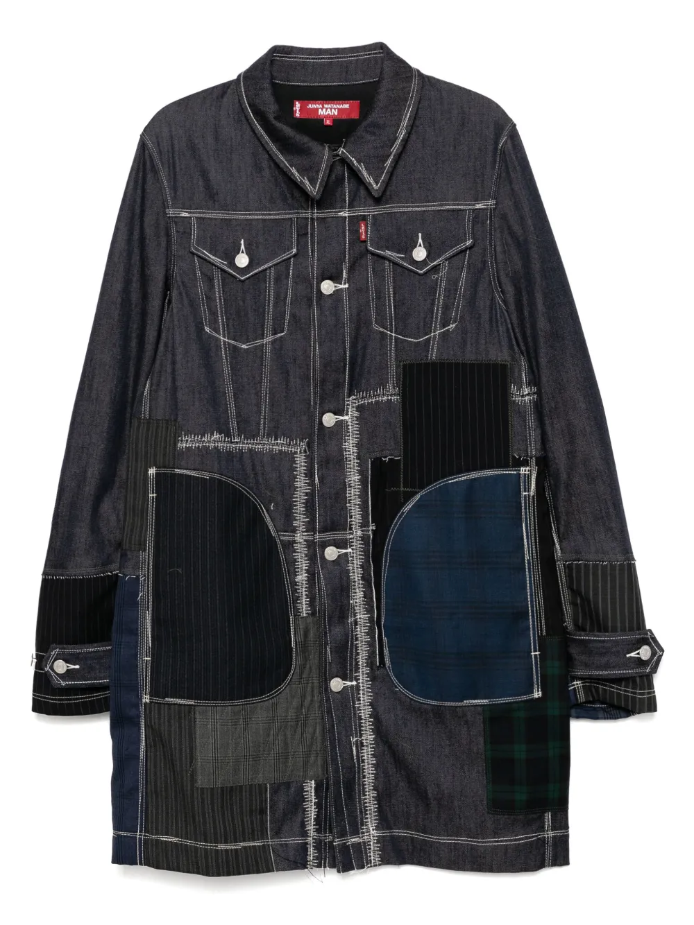 Junya Watanabe MAN abrigo Selvedge en patchwork | azul | Image 1
