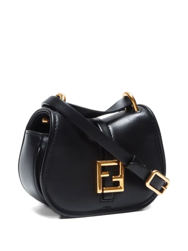 アウトレット【FENDI】BLACK☆ロゴ C'mon Nano バッグ Fendi Pre-Owned 2023 Nano C'mon Cross Body Bag | Black