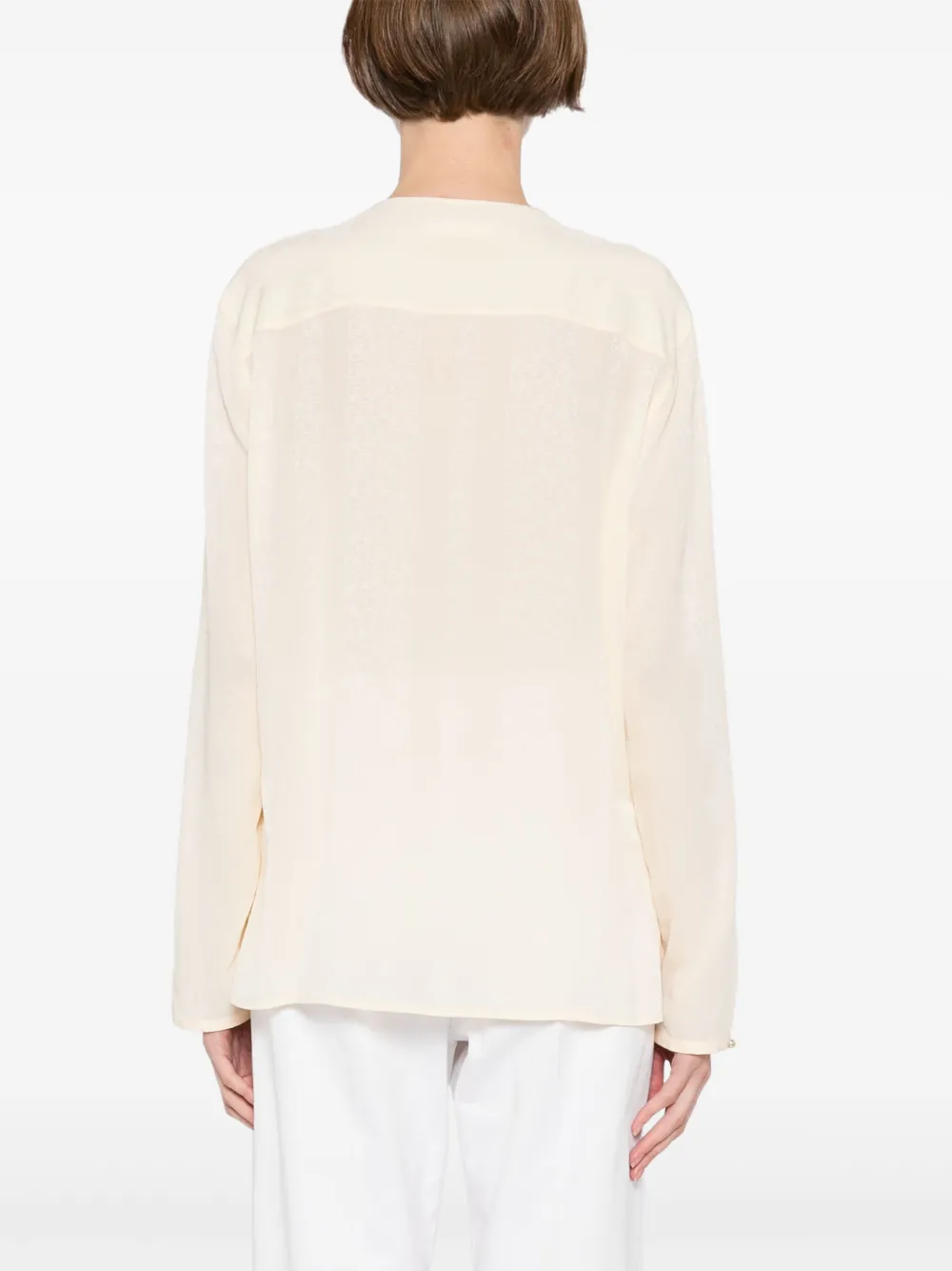 Shop Less Silk Shirt In Nude