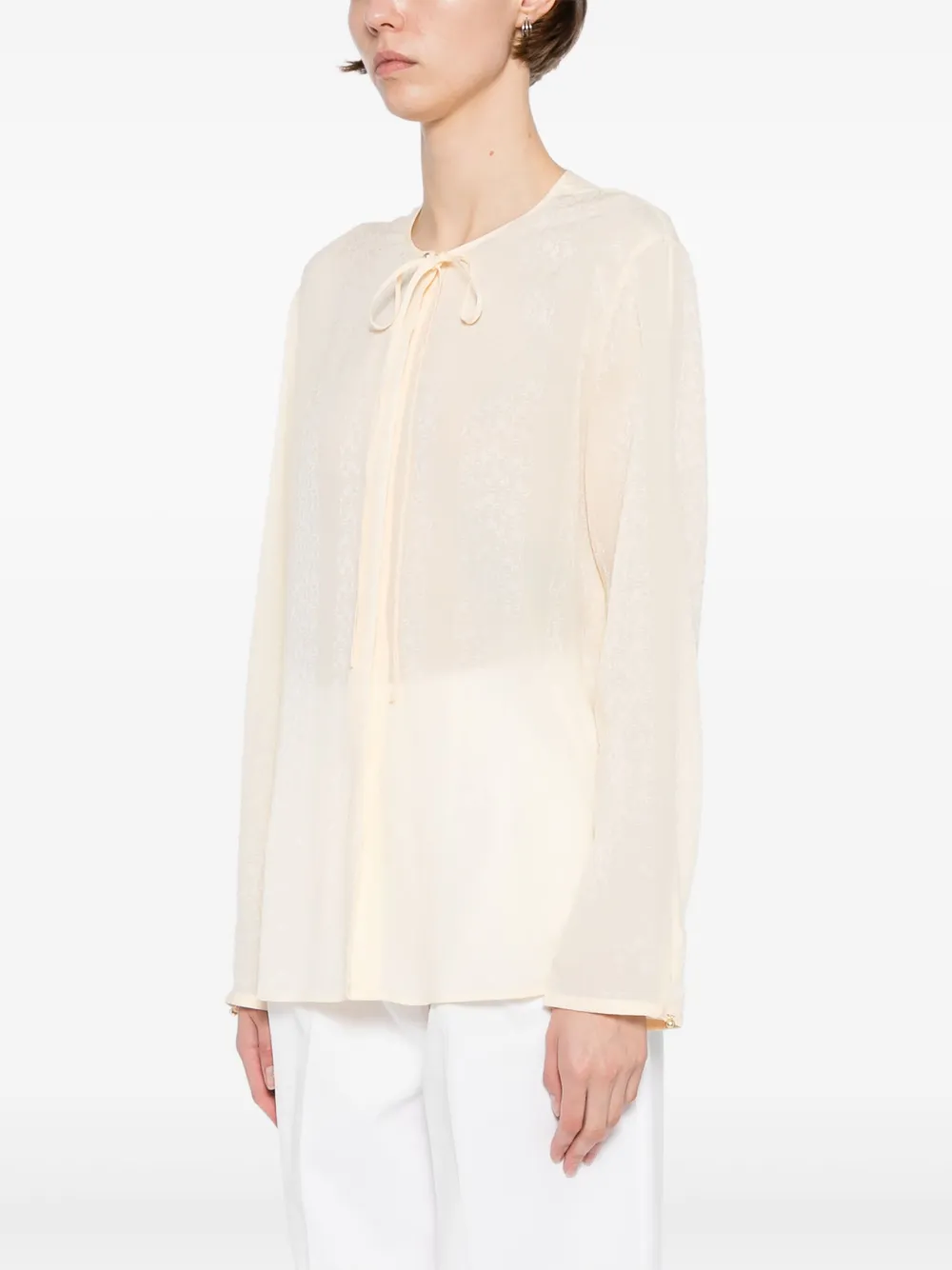 Shop Less Silk Shirt In Nude