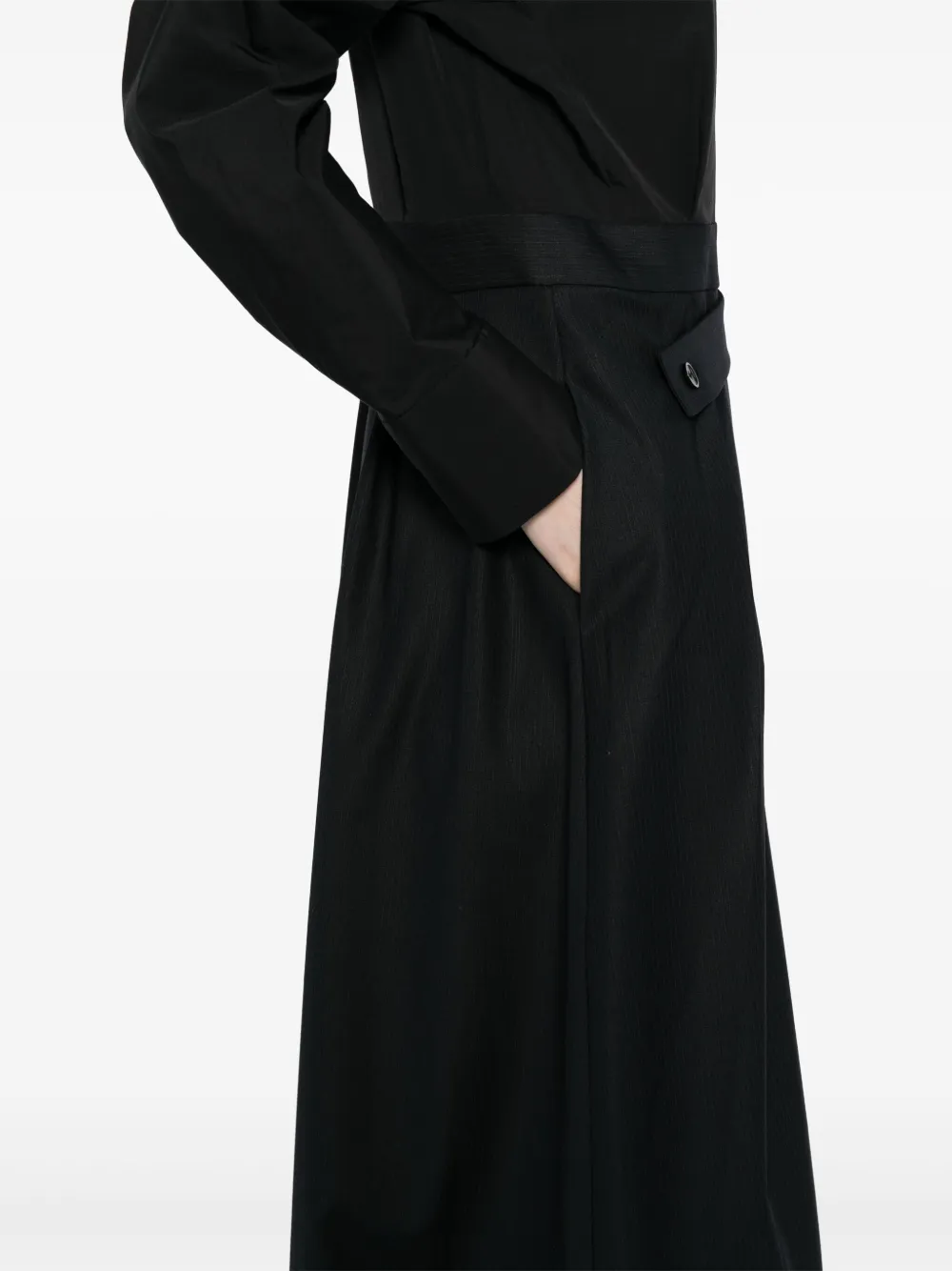 LESS X-SHAPED BLENDED JACQUARD LONG SLEEVED DRESS 