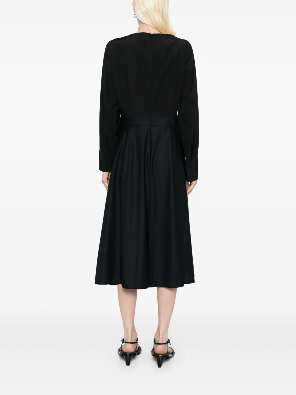 LESS X-SHAPED BLENDED JACQUARD LONG SLEEVED DRESS 