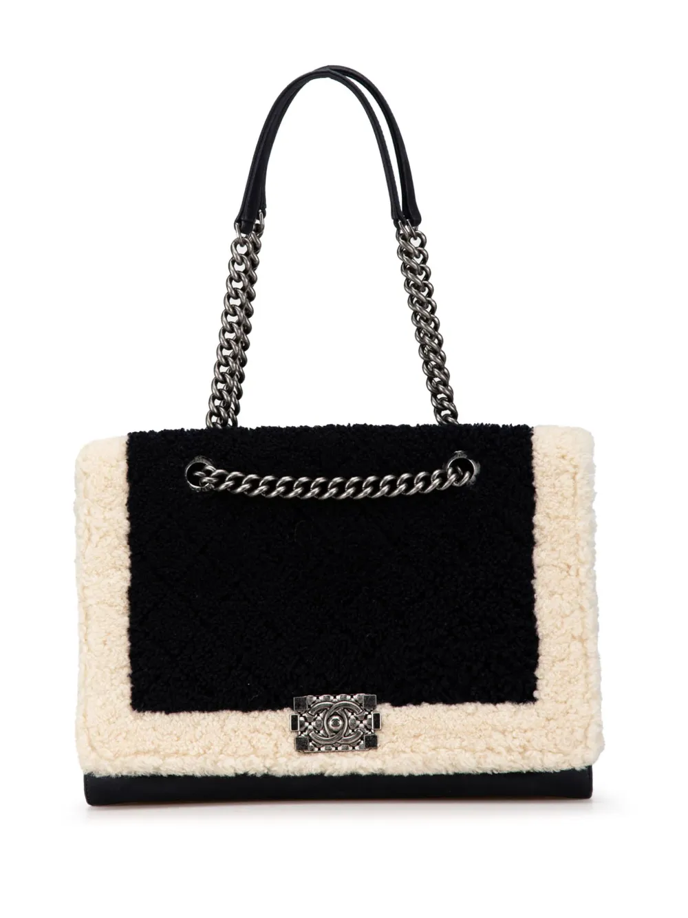 CHANEL Pre-Owned 2015-2016 ラージ シアリング ボーイ ショッピング トートバッグ - ホワイト CHANEL Pre-Owned 2015-2016 ラージ シアリング ボーイ ショッピング トートバッグ - ホワイト