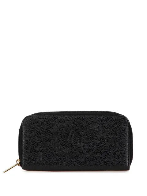 CHANEL Pre-Owned 2002-2003 CC Caviar Zip Around Wallet long wallets
