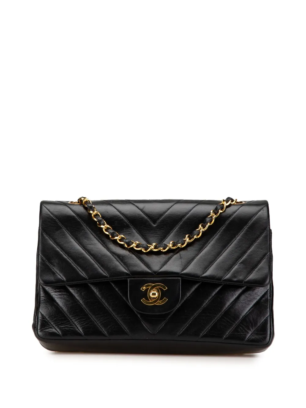 CHANEL Pre-Owned 1989-1991 Medium Classic Chevron Lambskin Double Flap shoulder bag | Black | Image 1