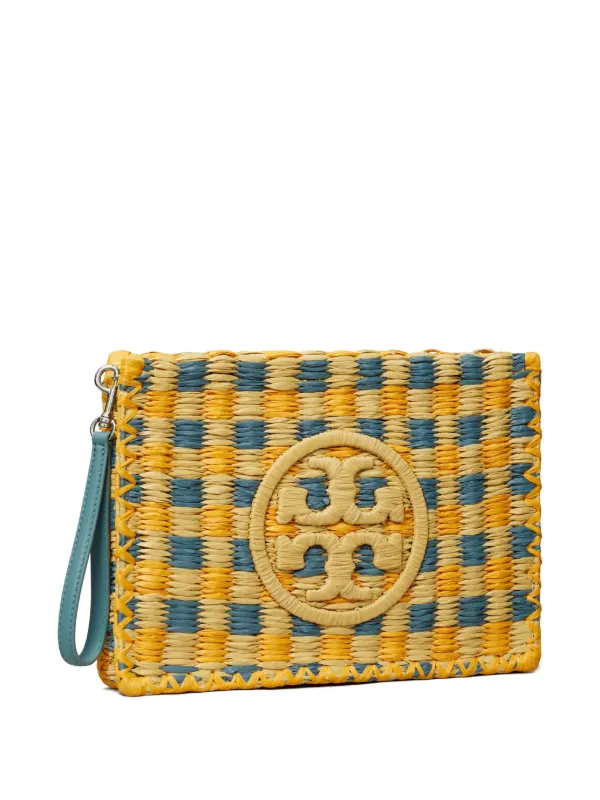 Tory Burch Ella woven-check Clutch Bag | Yellow | FARFETCH