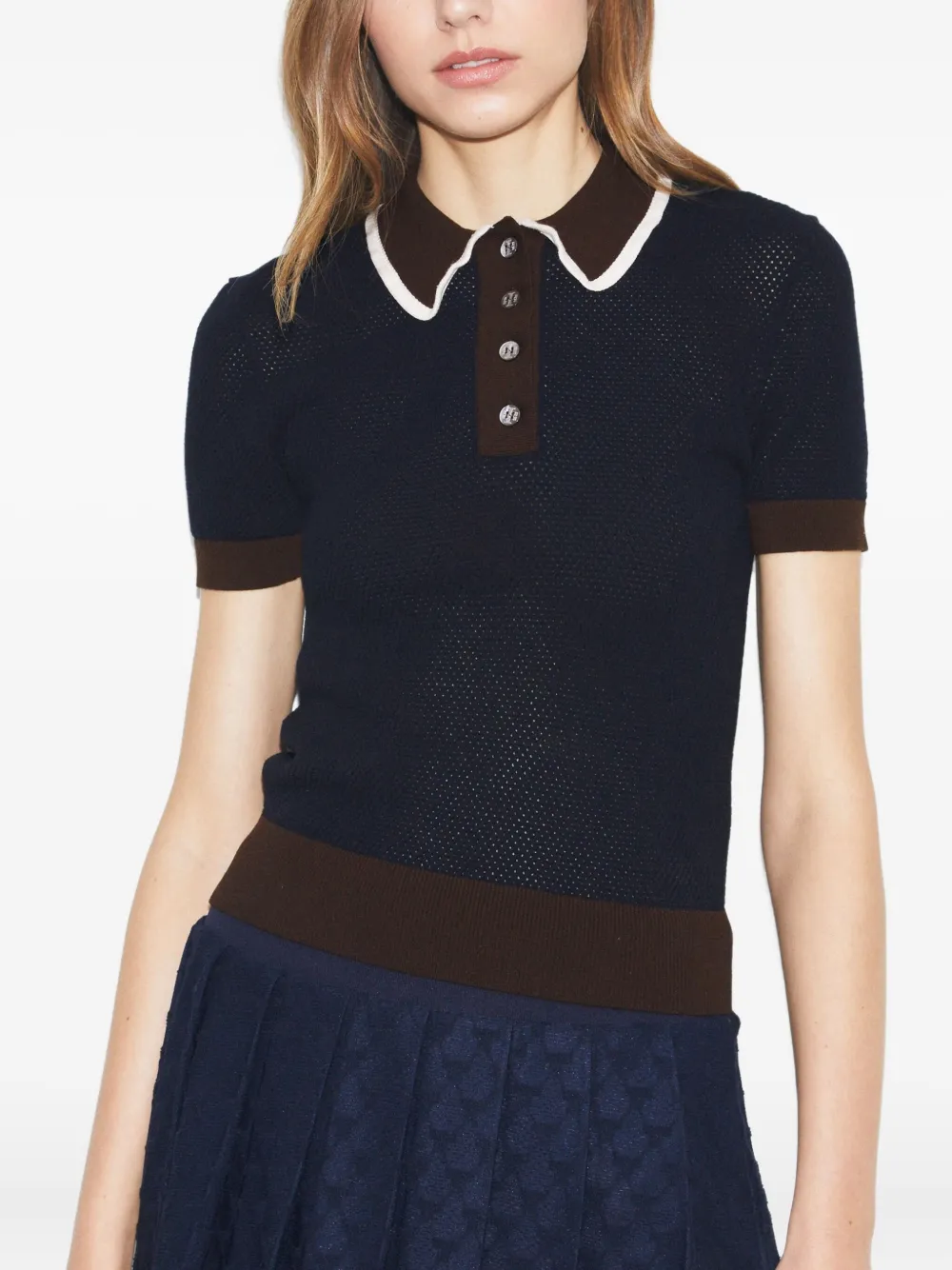 Tory Burch Gebreid poloshirt Blauw