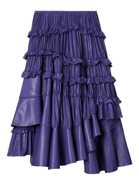 Tory Burch Liquid jersey ruffle pleated midi skirt