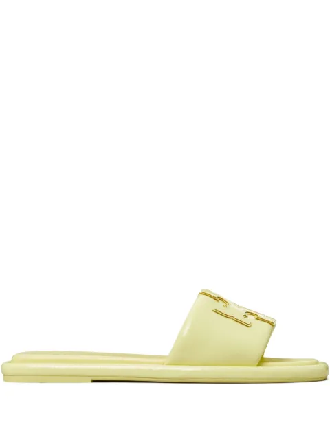 Tory Burch Double T glossy slider sandals