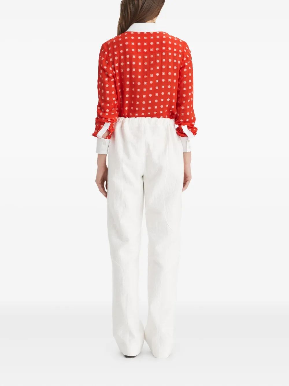 Tory Burch Colorblock Jacquard Shirt In Red