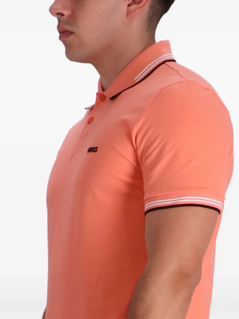 BOSS Poloshirt met gestreepte kraag Oranje