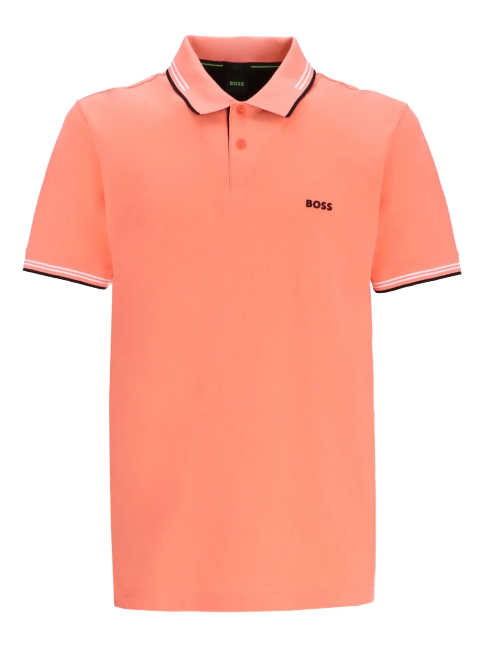 BOSS Poloshirt met gestreepte kraag Oranje