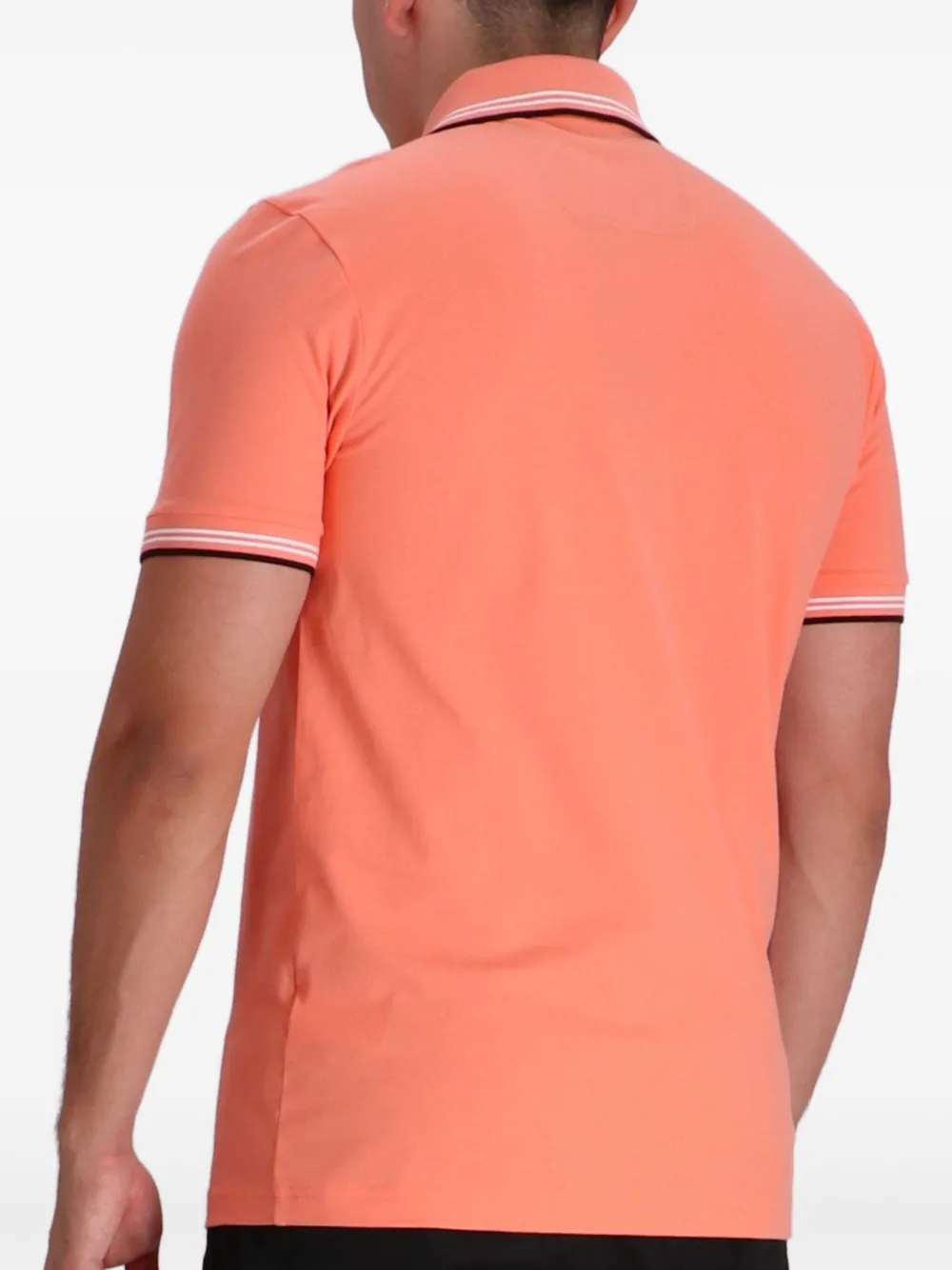 BOSS Poloshirt met gestreepte kraag Oranje