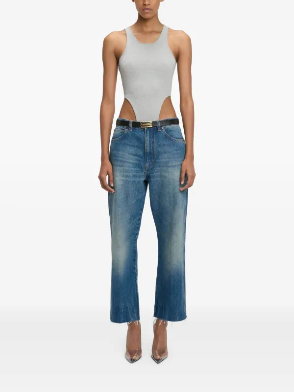 Victoria Beckham レギュラーフィットズボン グレー SS25 VICTORIA BECKHAM Ribbed stretch-cashmere sweater | NET-A-PORTER